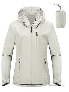 Waterproof Packable Rain Jacket with Hood Mesh Lined Cycling Running